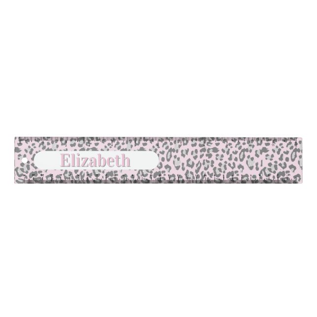 Black leopard print personalized ruler (Front)