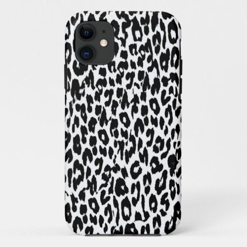 Black Leopard Print Skin Fur iPhone 11 Case