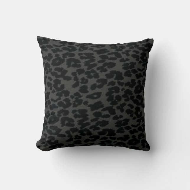 Black Leopard Print Throw Pillow (Front)