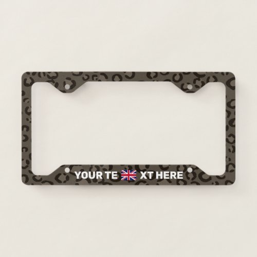 Black Leopard Print UK Flag Custom License Plate Frame