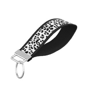 Black leopard print wrist keychain