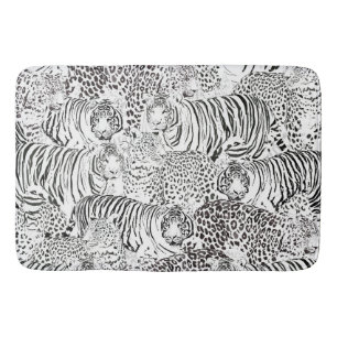 Black Leopard Tiger Animals Pattern Bath Mat