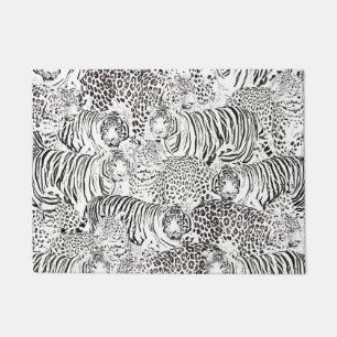 Black Leopard Tiger Animals Pattern Doormat