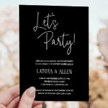 Black Let's Party Casual Wedding Reception Eloped Invitation