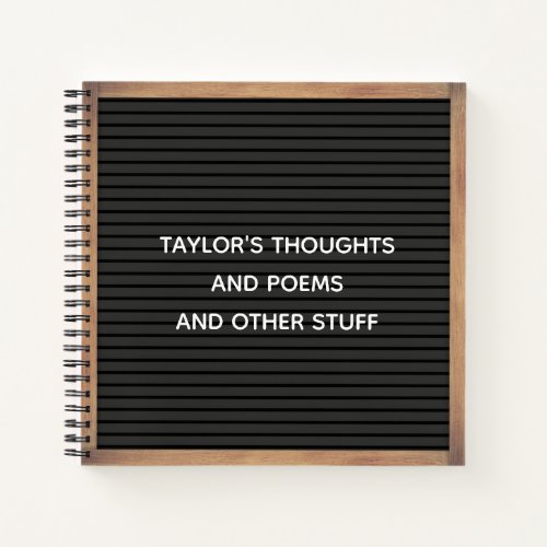 Black Letter Board Marquee Sign Custom Message Notebook