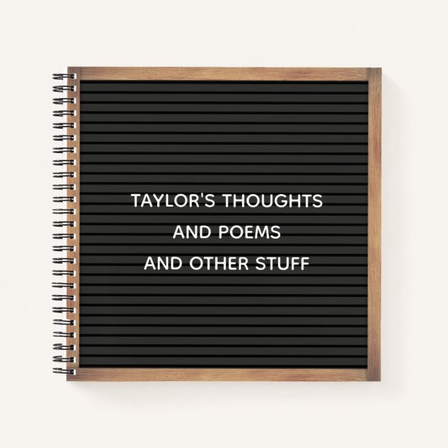 Black Letter Board Marquee Sign Custom Message Notebook (Front)