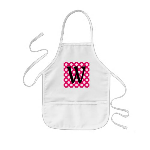 Black Letter Monogram on Polka Dots Kids Apron