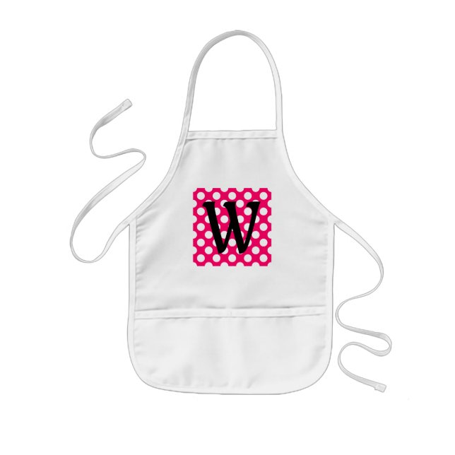Black Letter Monogram on Polka Dots Kids' Apron (Front)