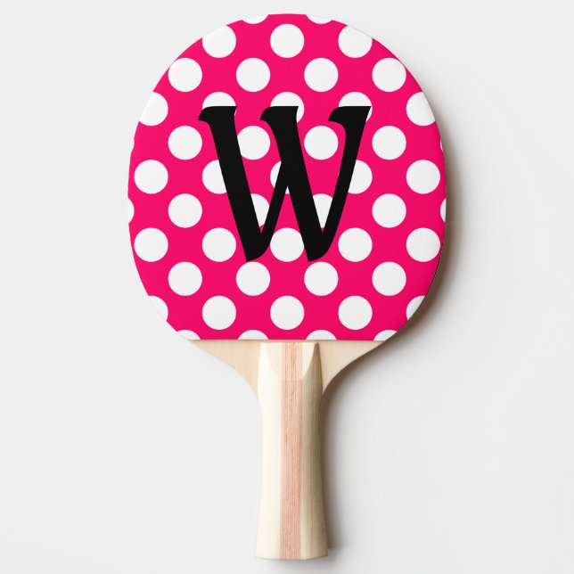Black Letter Monogram on Polka Dots Ping-Pong Paddle (Front)
