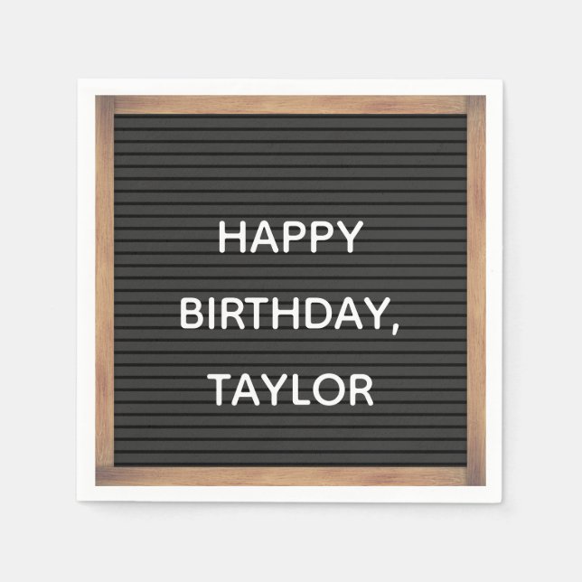 Black Letterboard Marquee Sign Custom Message Napkins (Front)