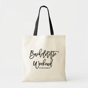 Black Lettering Bachelorette Weekend Personalized Tote Bag