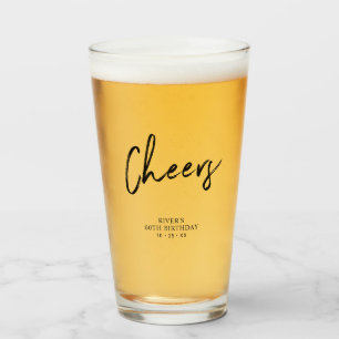Black Lettering Cheers Adult Birthday Party Favor Glass
