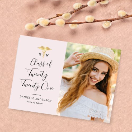 black lettering nursing graduation announcement  postcard