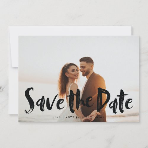 Black Lettering Overlay Save the Date Photo Card