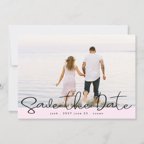 Black Lettering Overlay Save the Date Photo Card