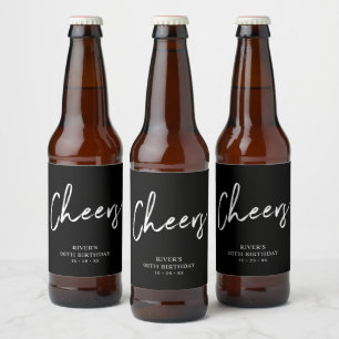 Black Lettering Thirty 30th Birthday Party Beer Bottle Label