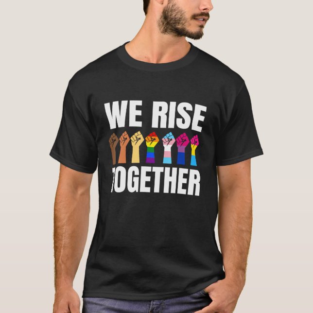 Black LGBT Gay Pride Support LGBTQ Parade We Rise  T-Shirt (Front)