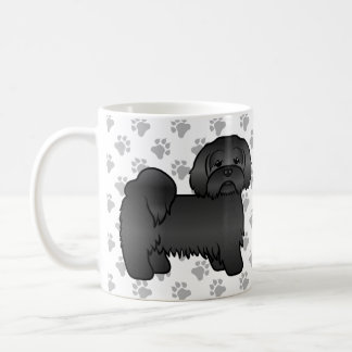 Black Lhasa Apso Cute Cartoon Dog Illustration Coffee Mug