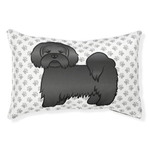 Black Lhasa Apso Cute Cartoon Dog Illustration Pet Bed