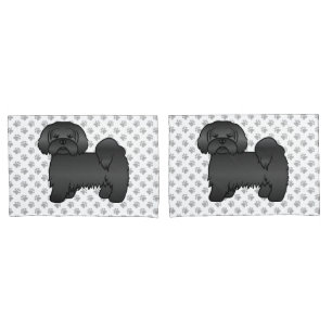 Black Lhasa Apso Cute Cartoon Dog Illustration Pillow Case