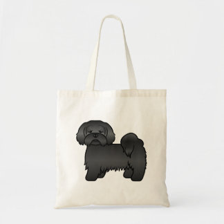 Black Lhasa Apso Cute Cartoon Dog Illustration Tote Bag