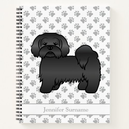 Black Lhasa Apso Cute Cartoon Dog  Name Notebook