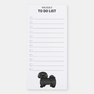 Black Lhasa Apso Cute Cartoon Dog To Do List Magnetic Notepad