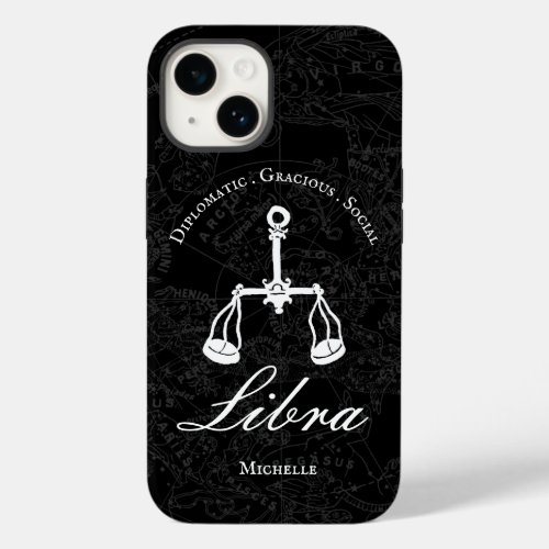  Black Libra Zodiac Astrology Personality Custom Case_Mate iPhone 14 Case