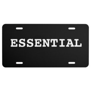 Black LICENSE PLATE That Says Essential