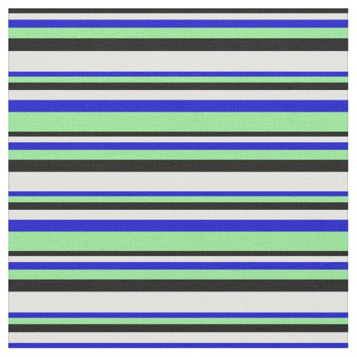 Black, Light Cyan, Blue & Light Green Lines Fabric