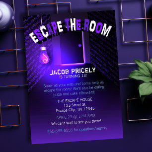 Black Light Escape the Room Invitation
