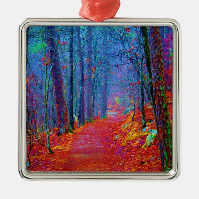 Black Light Forest Oil Painting Ornament (Front)