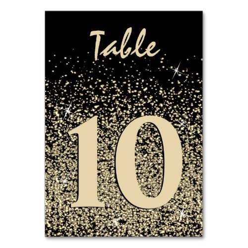 Black  Light Gold Confetti Table Number