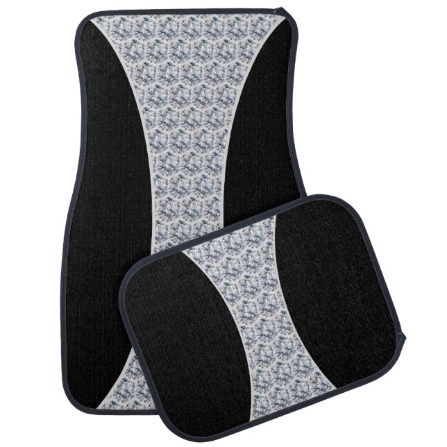 Black & light gray diamond pattern car floor mat (Set)