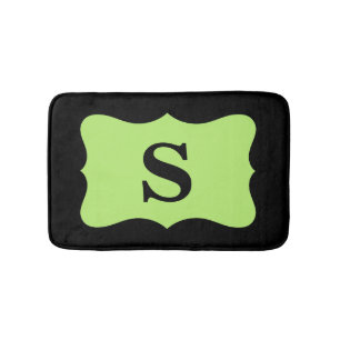 Black Light Green Monogram Initial Home Decorative Bathroom Mat