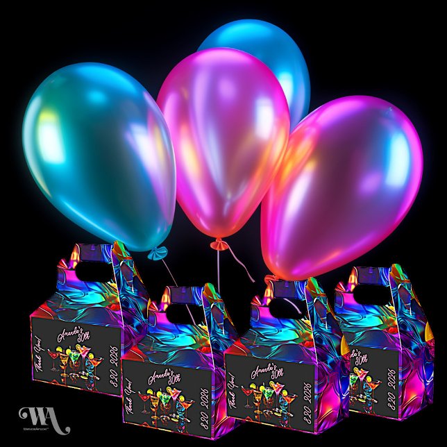 Black Light Neon Birthday Cocktails Favor Boxes (Creator Uploaded)