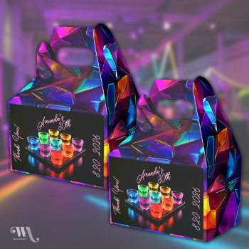 Black Light Neon Birthday Jelly Shots Favor Boxes by JustCards at Zazzle
