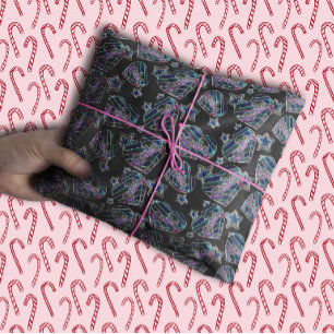 Black Light Neon Glow Xmas Hearts and Stars Tissue Paper