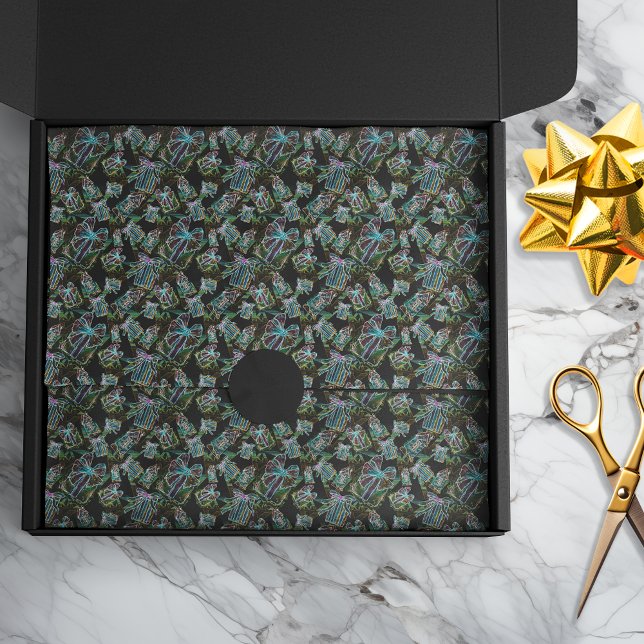 Black Light Neon Glow Xmas Presents and Houses Tissue Paper (Creator Uploaded)