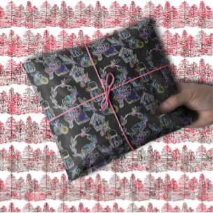 Black Light Neon Glow Xmas Santa Claus Cluster Tissue Paper