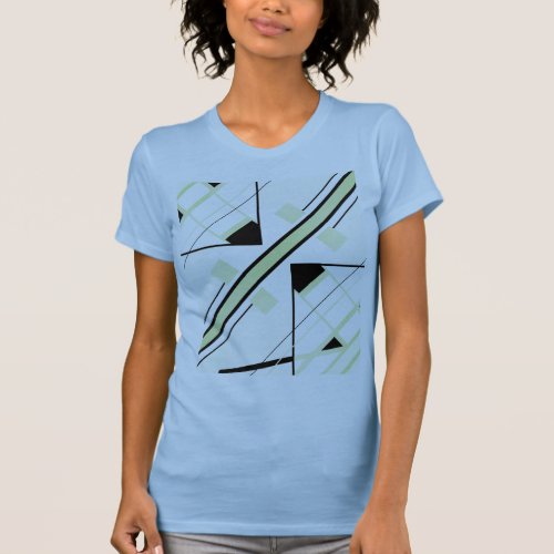 Black Light Olive Diagonal Stripe and Lines Design T_Shirt