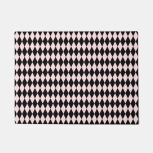 Black & Light Pink Stripe Pattern Minimal Abstract Doormat