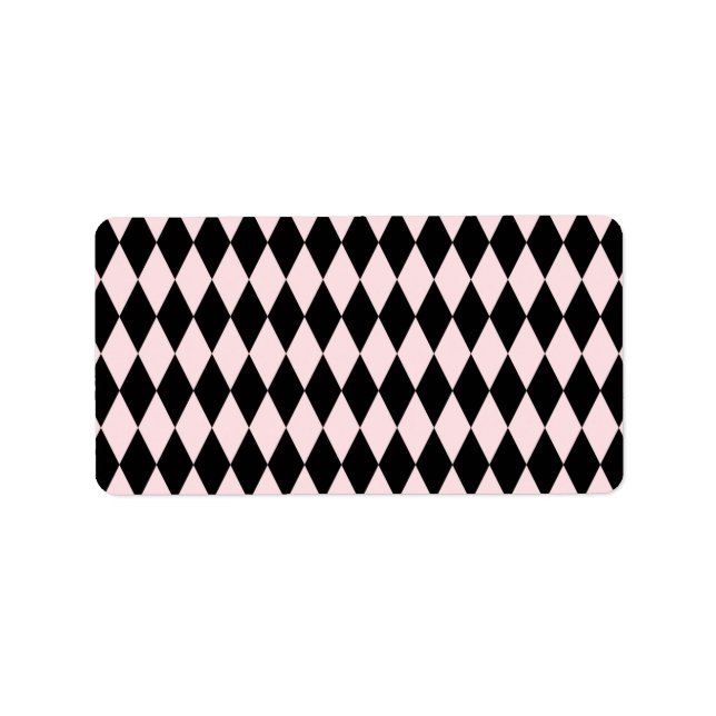 Black & Light Pink Stripe Pattern Minimal Abstract Label (Front)