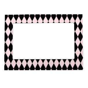 Black & Light Pink Stripe Pattern Minimal Abstract Magnetic Frame
