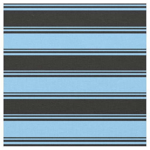 Black & Light Sky Blue Striped/Lined Pattern Fabric