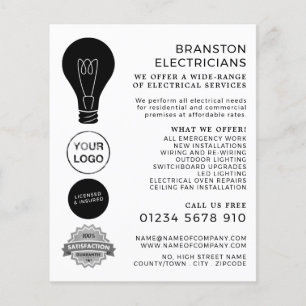 Black Lightbulb, Electrician Advertising Flyer