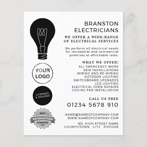 Black Lightbulb Electrician Advertising Flyer