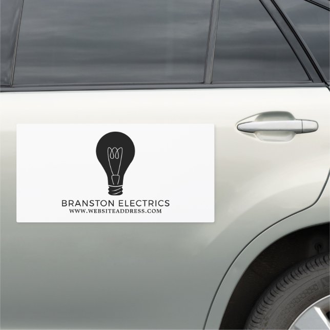 Black Lightbulb, Electrician Car Magnet (In Situ)