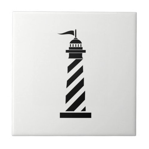 Black Lighthouse on White Ceramic Tile