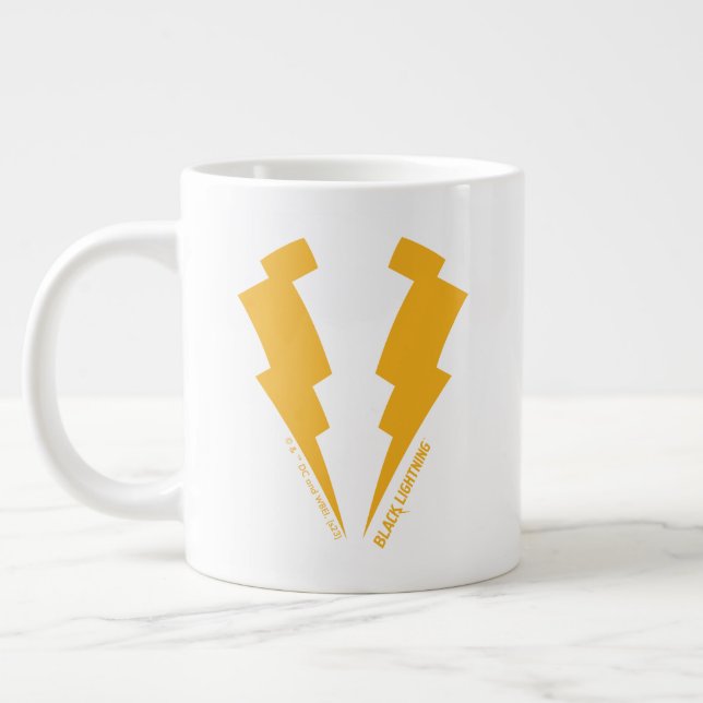 Black Lightning Bolts Graphic Giant Coffee Mug (Left)